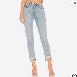 GRLFRND Karolina High-Rise Chewed Hem Jean in Hold On